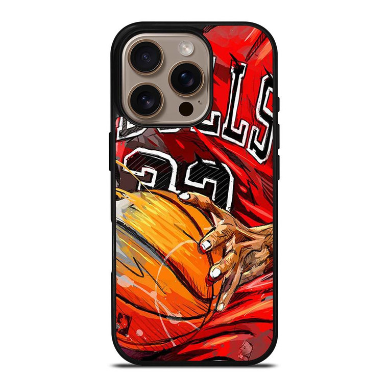 CHICAGO BULLS TEAM BASKETBALL ART iPhone 16 Pro Case Cover