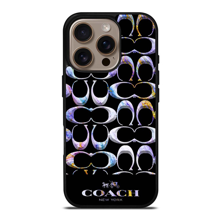 COACH NEW YORK COLORFULL MARBLE ICON iPhone 16 Pro Case Cover