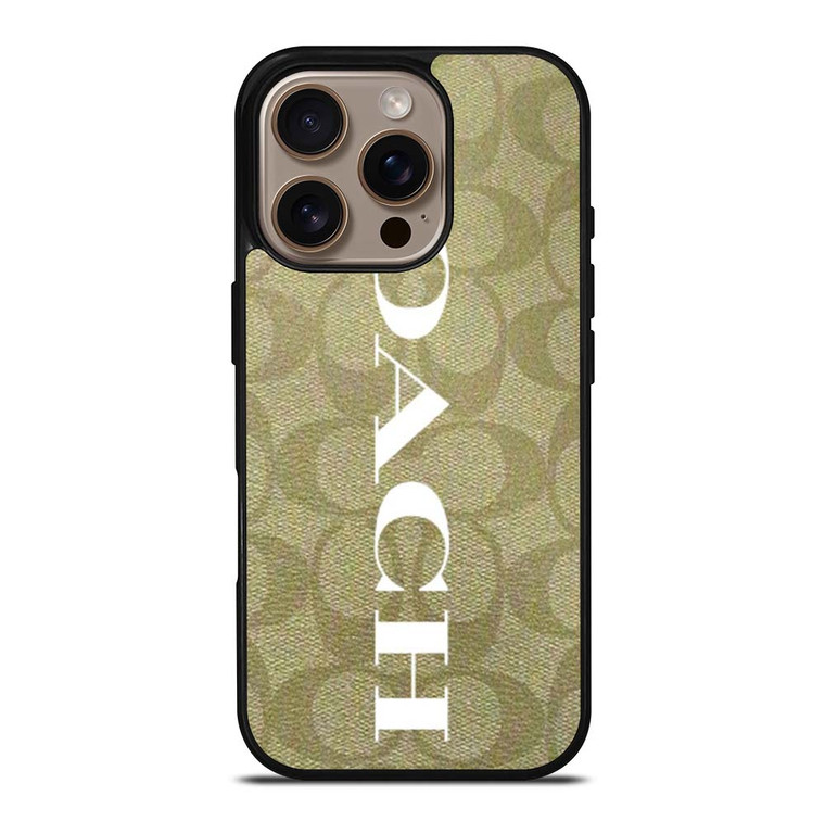 COACH NEW YORK GREEN LOGO PATTERN iPhone 16 Pro Case Cover