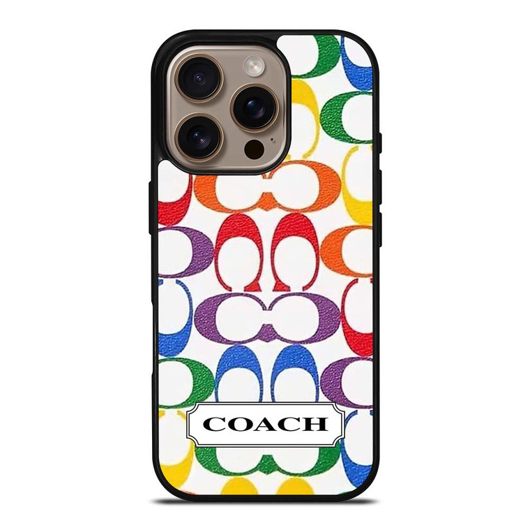 COACH NEW YORK LEATHERWARE LOGO COLORFUL iPhone 16 Pro Case Cover