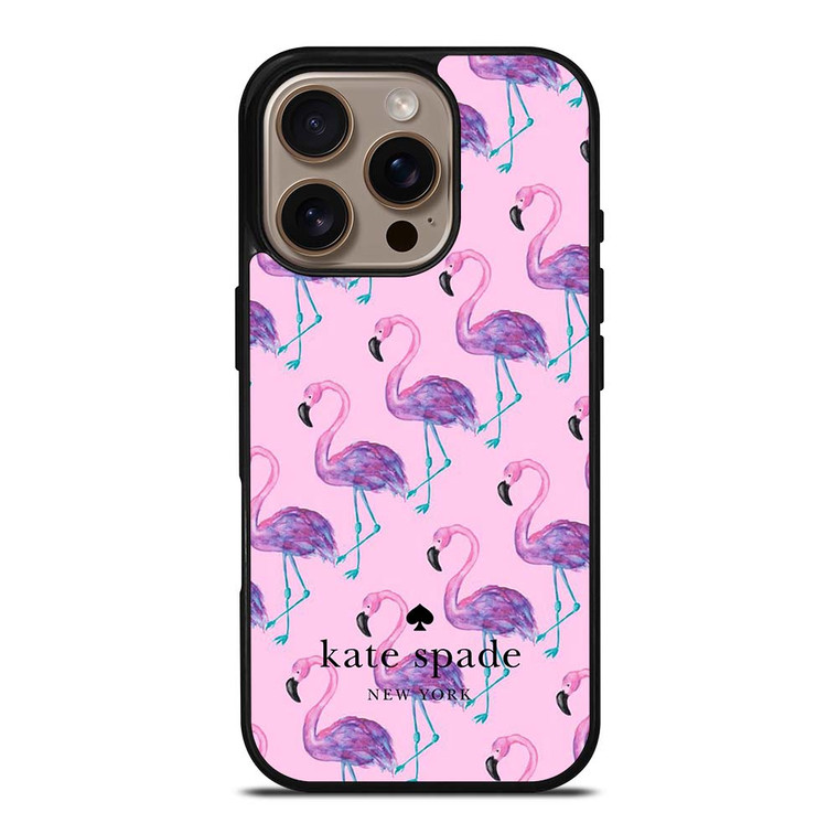 KATE SPADE NEW YORK LOGO FLAMENGOS PATTERN iPhone 16 Pro Case Cover