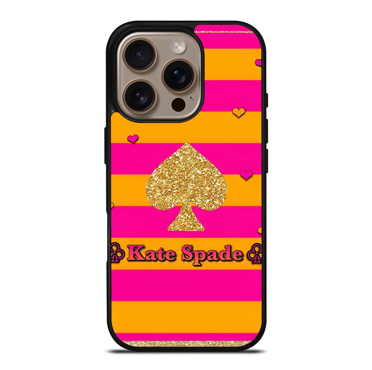 KATE SPADE NEW YORK YELLOW PINK STRIPES ICON iPhone 16 Pro Case Cover