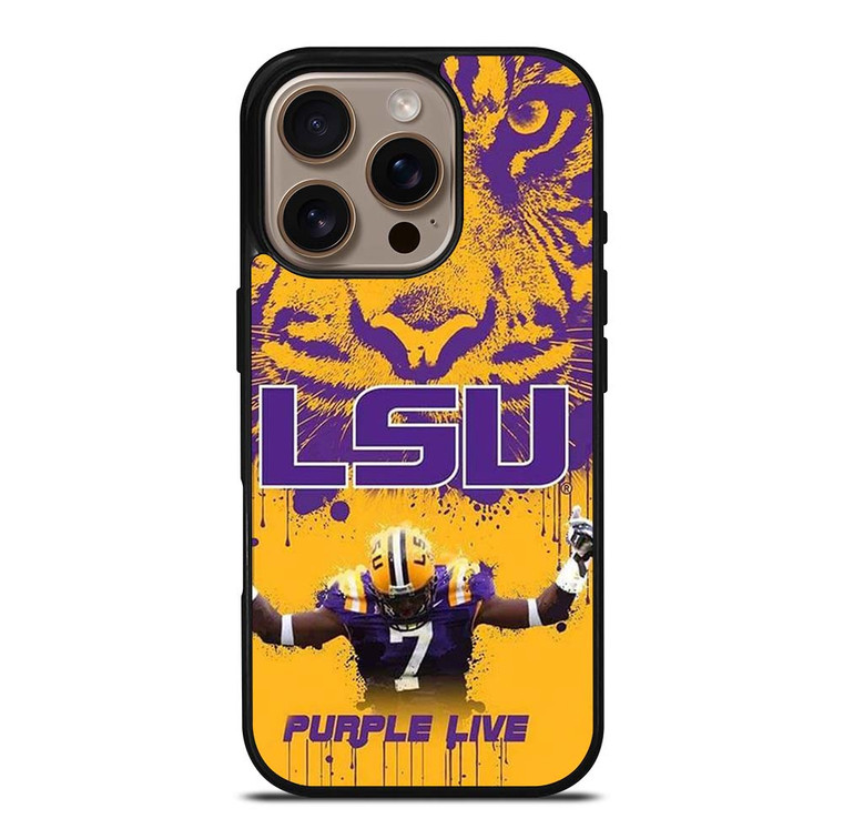 LSU TIGERS LOUISIANA STATE UNIVERSITY PURPLE LIVE iPhone 16 Pro Case Cover