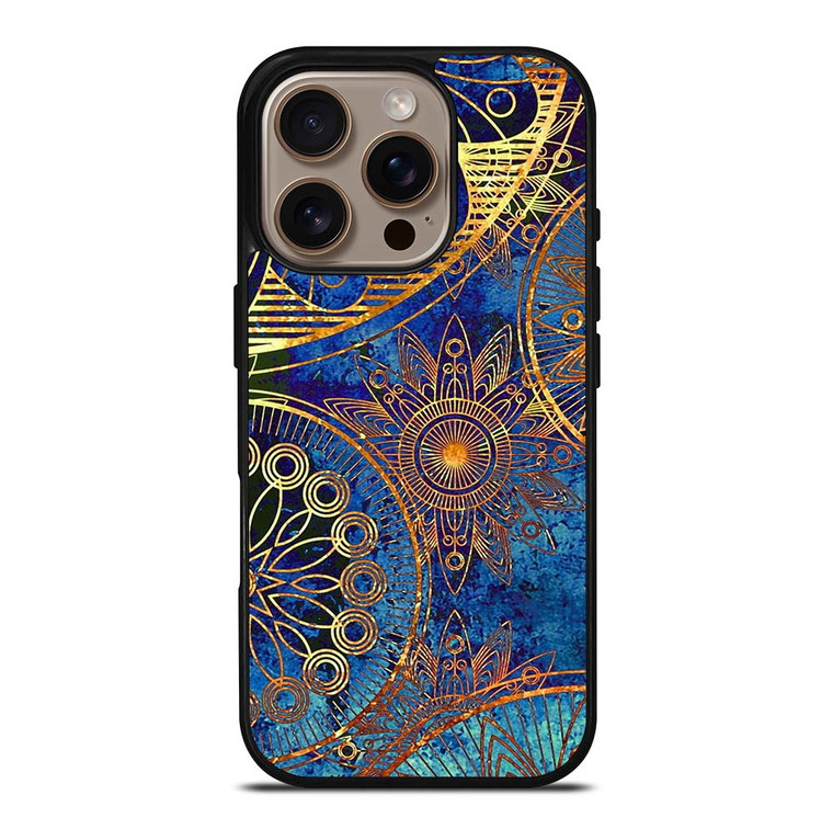 MANDELA BLUE GOLD PATTREN iPhone 16 Pro Case Cover