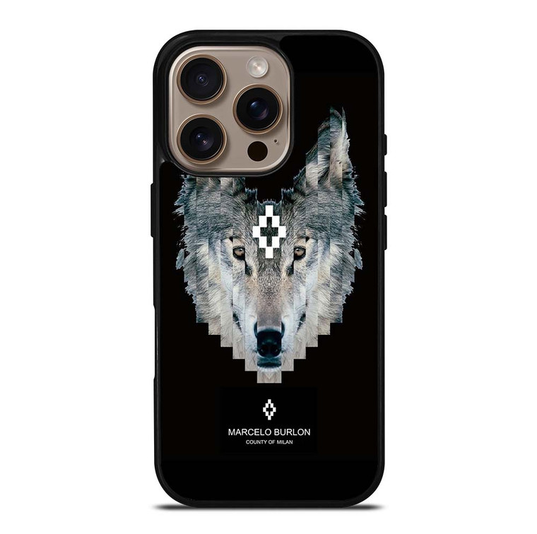 MARCELO BURLON WOLF LOGO iPhone 16 Pro Case Cover