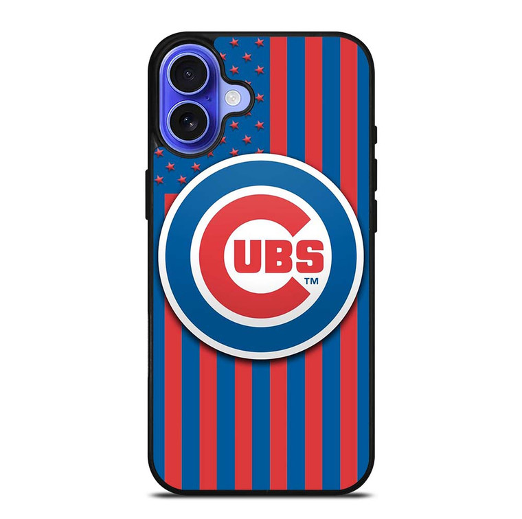 CHICAGO CUBS LOGO BASEBALL TEAM USA FLAG iPhone 16 Plus Case Cover