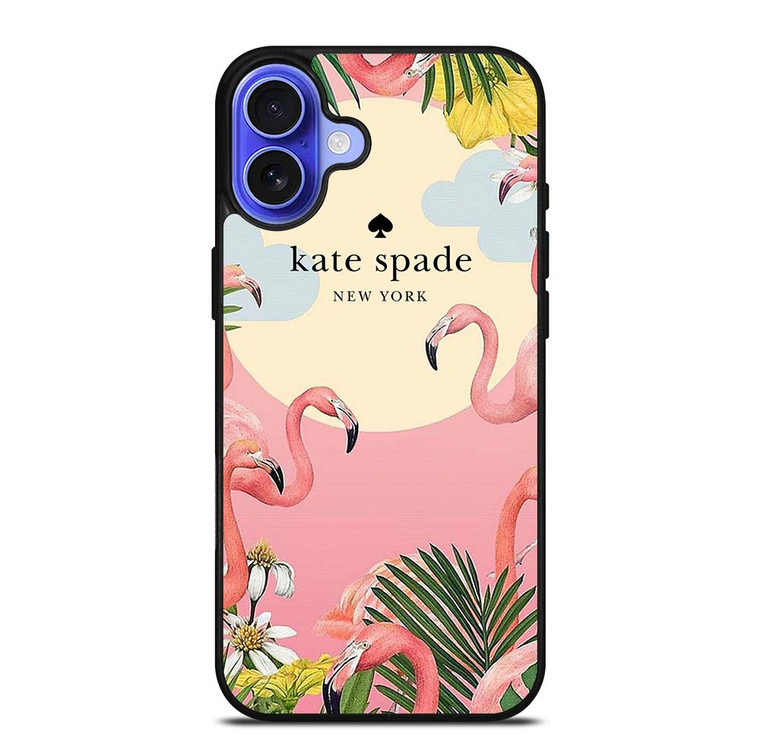 KATE SPADE NEW YORK LOGO FLORAL FLAMENGOS iPhone 16 Plus Case Cover