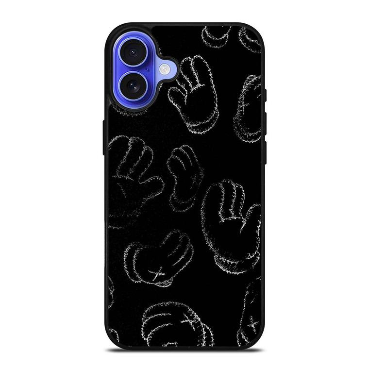 KAWS BLACK GLOVES iPhone 16 Plus Case Cover