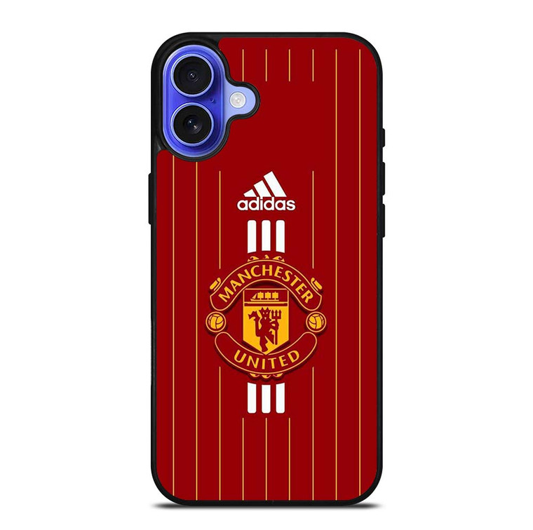 MANCHESTER UNITED FC LOGO FOOTBALL ADIDAS STRIPES iPhone 16 Plus Case Cover