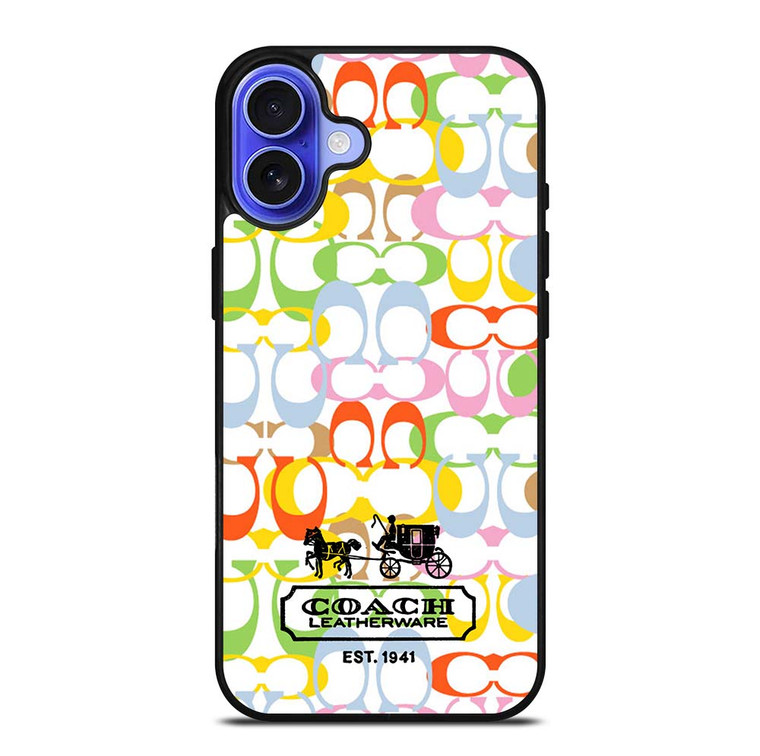COACH LEATHERWARE NEW YORK EST 1941 COLORFUL iPhone 16 Case Cover