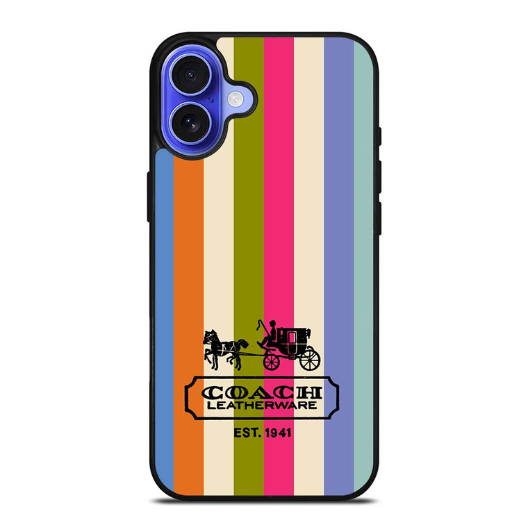 COACH LEATHERWARE NEW YORK EST 1941 STRIPES iPhone 16 Case Cover