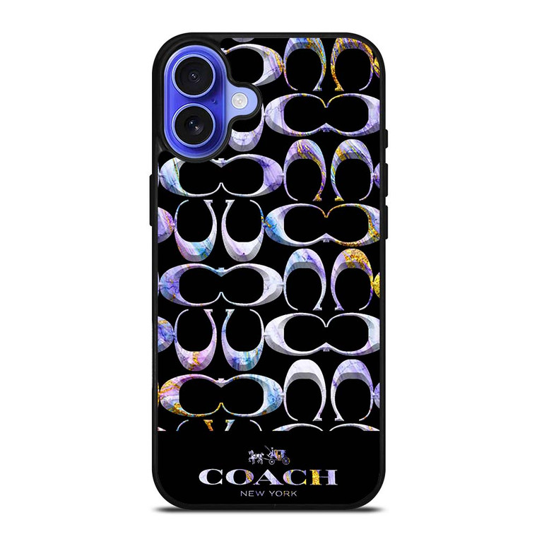 COACH NEW YORK COLORFULL MARBLE ICON iPhone 16 Case Cover