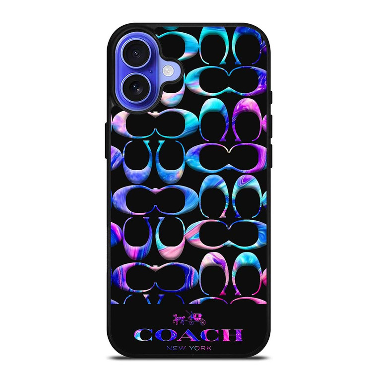 COACH NEW YORK COLORFULL MARBLE PATTERN iPhone 16 Case Cover