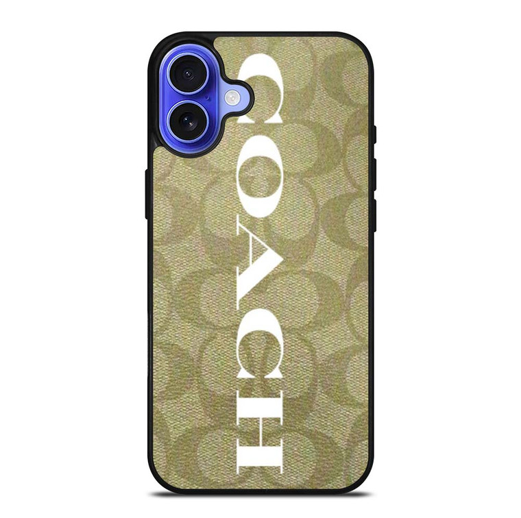 COACH NEW YORK GREEN LOGO PATTERN iPhone 16 Case Cover