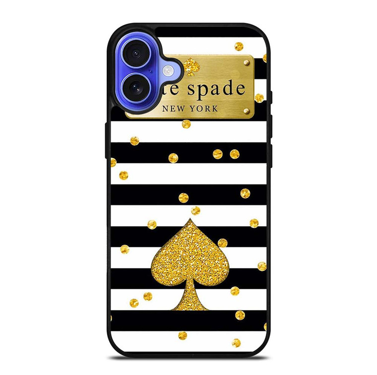 KATE SPADE NEW YORK LOGO GOLDEN POLKADOTS ICON iPhone 16 Case Cover