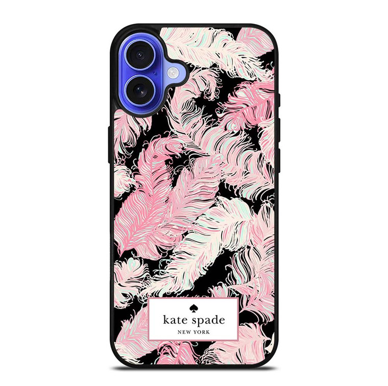 KATE SPADE NEW YORK LOGO PINK FEATHERS iPhone 16 Case Cover