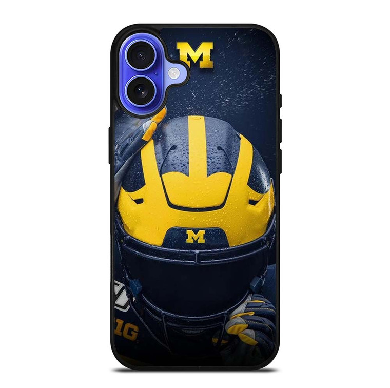 MICHIGAN WOLVERINES LOGO FOOTBALL HELMET iPhone 16 Case Cover