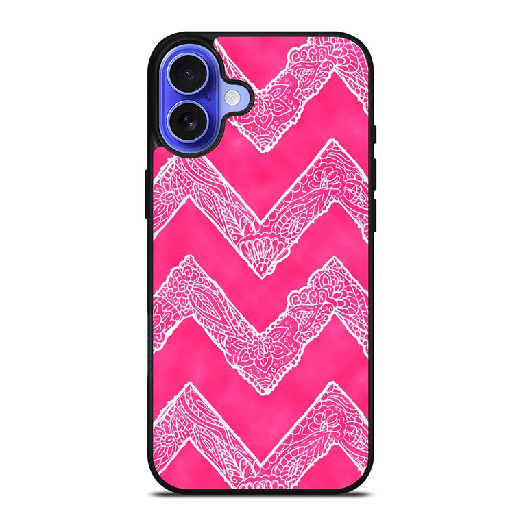 WHITE FLORAL PAISLEY CHEVRON PATTERN iPhone 16 Case Cover