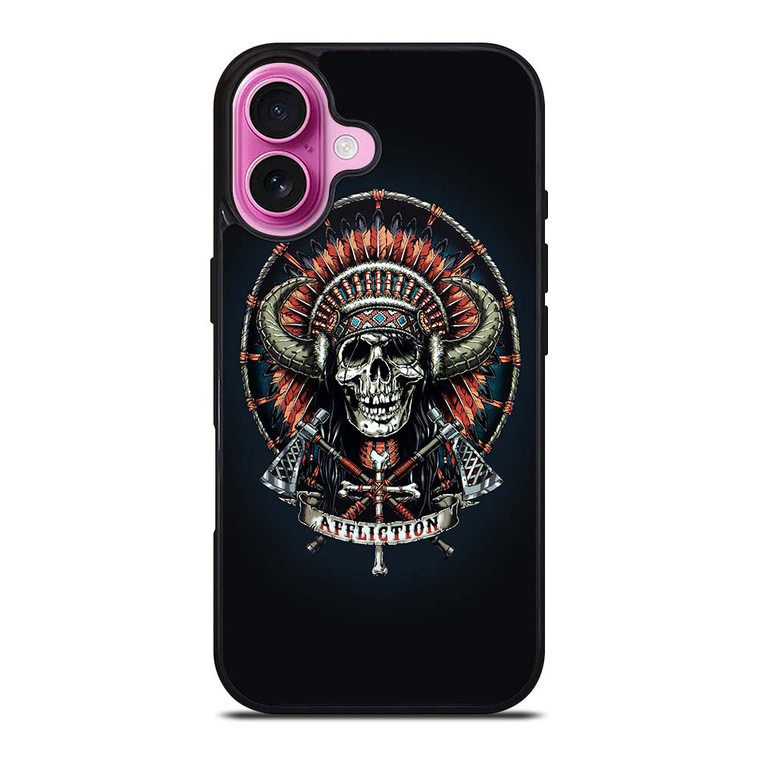 AFFLICTION INDIAN SKULL iPhone 16 Plus Case Cover