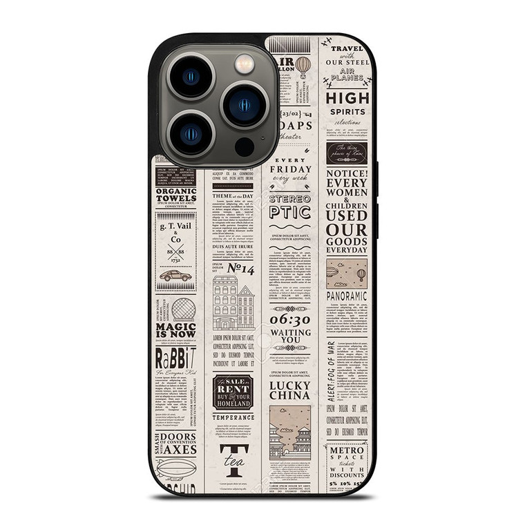 OLD NEWSPAPER PATTERN iPhone 13 Pro Case Cover