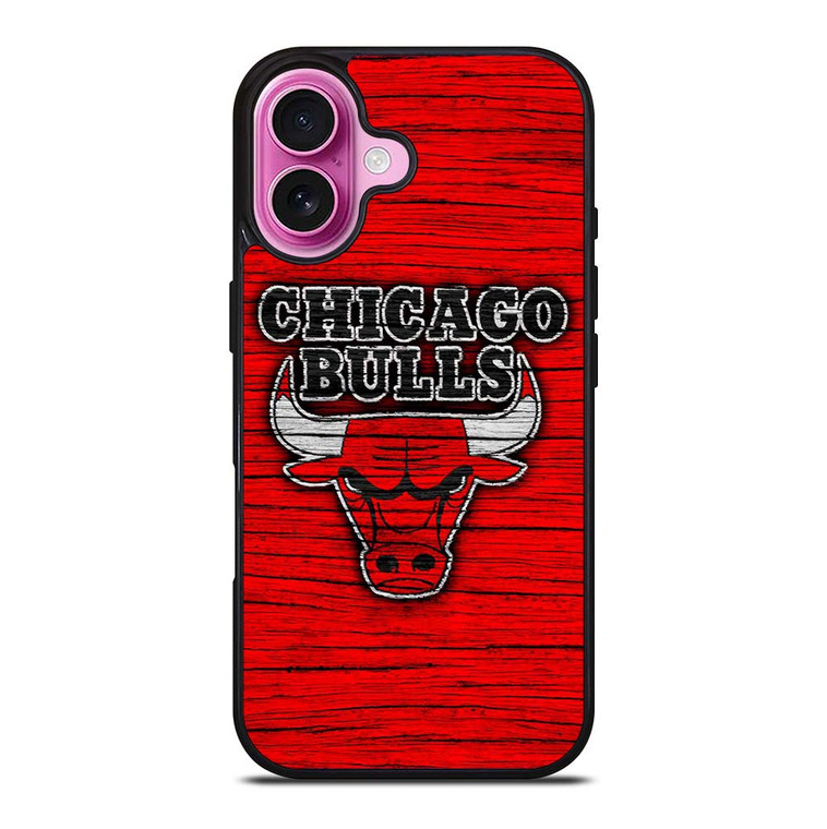 CHICAGO BULLS WOODEN RED LOGO iPhone 16 Plus Case Cover