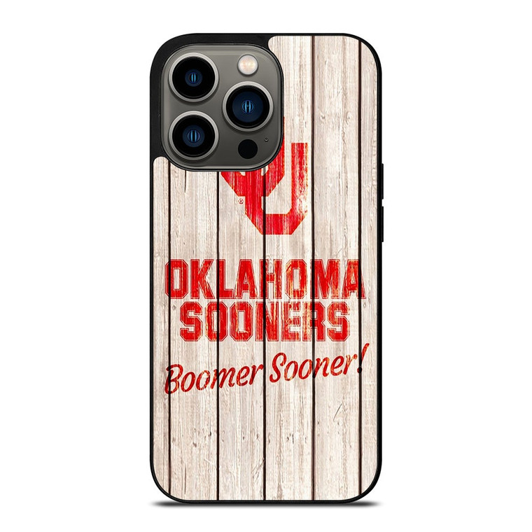 OKLAHOMA SOONERS WOODEN LOGO iPhone 13 Pro Case Cover