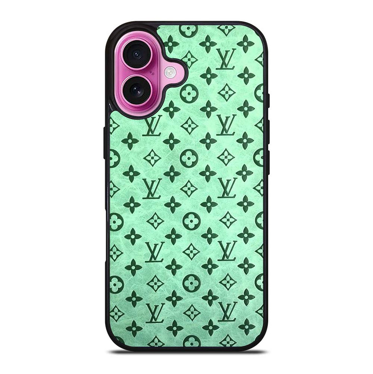 LOUIS VUITTON LOGO GREEN ICON PATTERN iPhone 16 Plus Case Cover