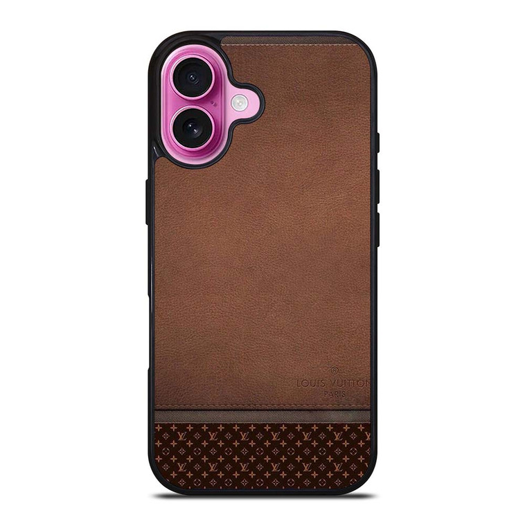 LV LOUIS VUITTON LOGO BROWN LEATHER BAG iPhone 16 Plus Case Cover