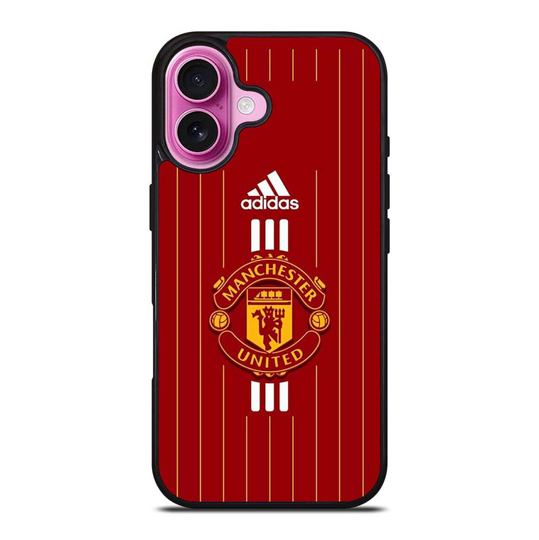 MANCHESTER UNITED FC LOGO FOOTBALL ADIDAS STRIPES iPhone 16 Plus Case Cover