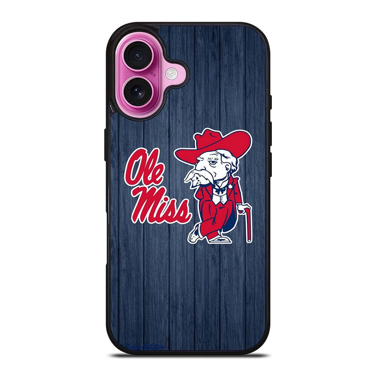 OLE MISS WOODEN LOGO iPhone 16 Plus Case Cover
