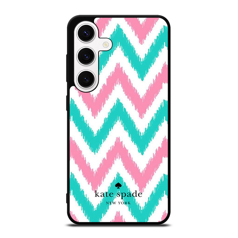 KATE SPADE NEW YORK LOGO GREEN PINK CHEVRON PATTERN Samsung Galaxy S24 Case Cover