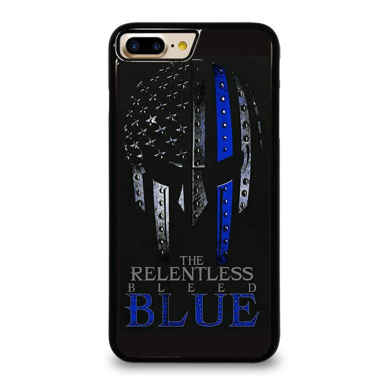 BLUE LINE POLICE WARRIOR SKULL iPhone 7 / 8 Plus Case Cover