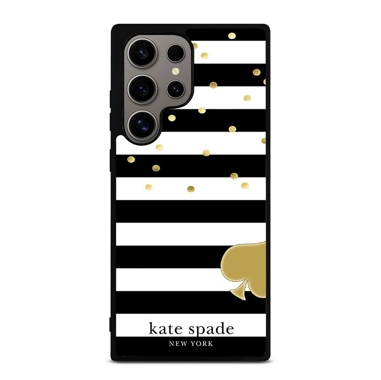 KATE SPADE NEW YORK LOGO GOLDEN POLKADOTS STRIPES PATTERN Samsung Galaxy S24 Ultra Case Cover