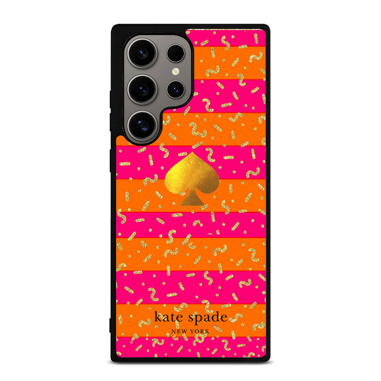 KATE SPADE NEW YORK YELLOW PINK STRIPES GLITTER Samsung Galaxy S24 Ultra Case Cover