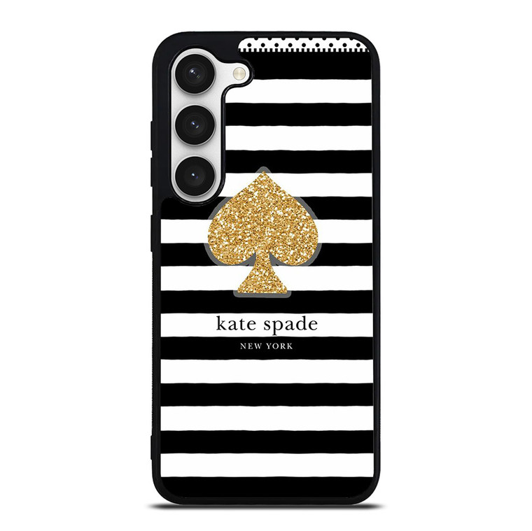 KATE SPADE NEW YORK GOLD LOGO STRIPES PATTERN Samsung Galaxy S23 Case Cover