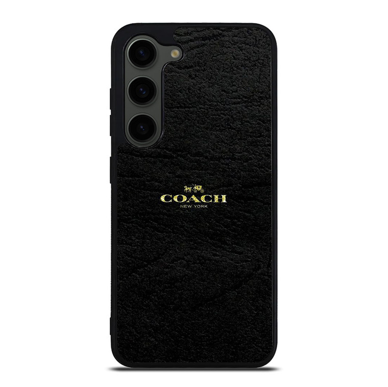 COACH NEW YORK BLACK LEATHERWARE LOGO ICON Samsung Galaxy S23 Plus Case Cover
