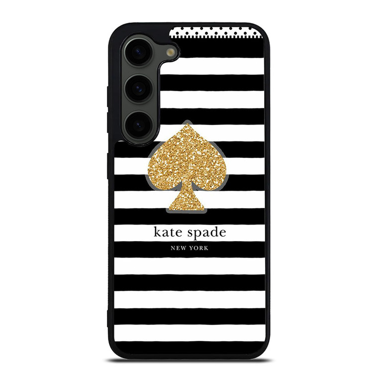 KATE SPADE NEW YORK GOLD LOGO STRIPES PATTERN Samsung Galaxy S23 Plus Case Cover