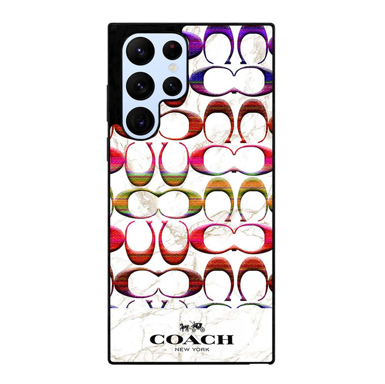 COACH NEW YORK COLORFULL PATTERN MARBLE Samsung Galaxy S22 Ultra Case Cover