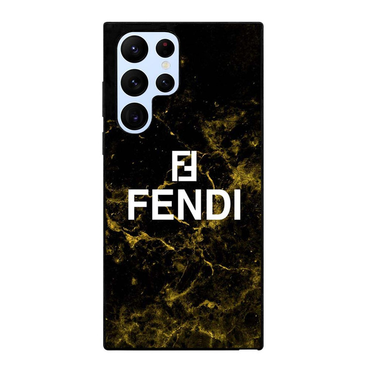 FENDI FASHION ROMA LOGO BLACK MARBLE Samsung Galaxy S22 Ultra Case Cover