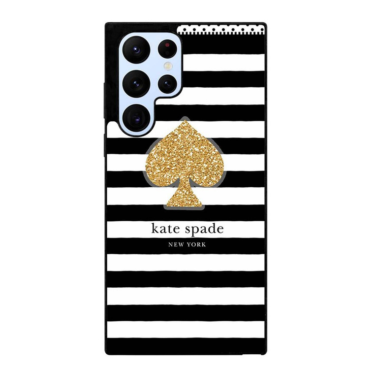 KATE SPADE NEW YORK GOLD LOGO STRIPES PATTERN Samsung Galaxy S22 Ultra Case Cover