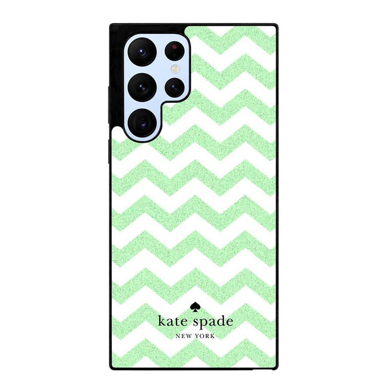 KATE SPADE NEW YORK LOGO GREEN CHEVRON PATTERN Samsung Galaxy S22 Ultra Case Cover