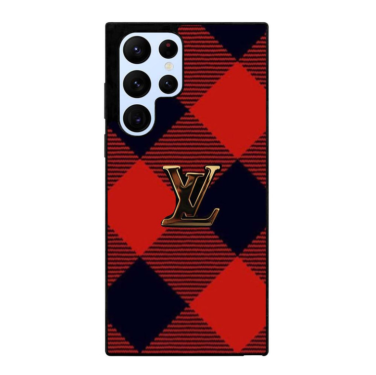 LOUIS VUITTON LV LOGO PATTERN RED Samsung Galaxy S22 Ultra Case Cover