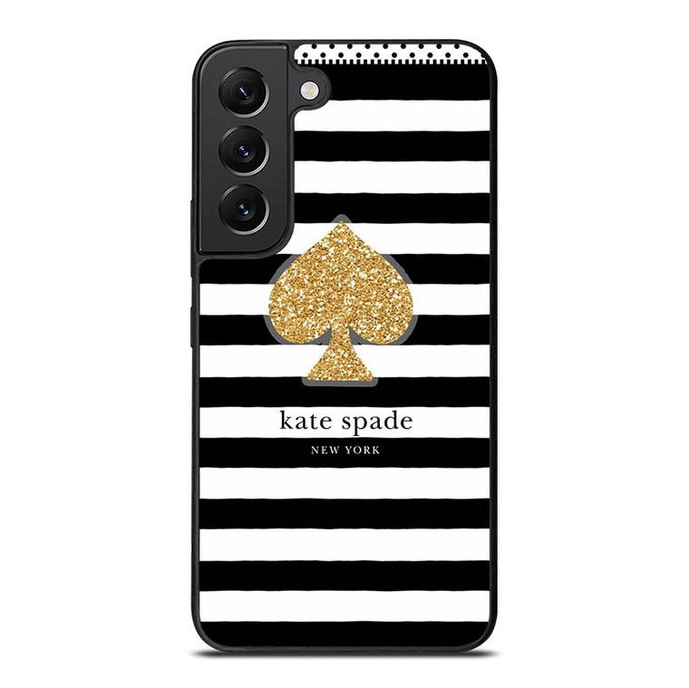 KATE SPADE NEW YORK GOLD LOGO STRIPES PATTERN Samsung Galaxy S22 Plus Case Cover