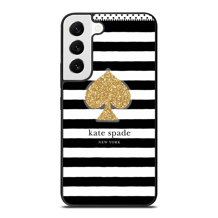 KATE SPADE NEW YORK GOLD LOGO STRIPES PATTERN Samsung Galaxy S22 Case Cover