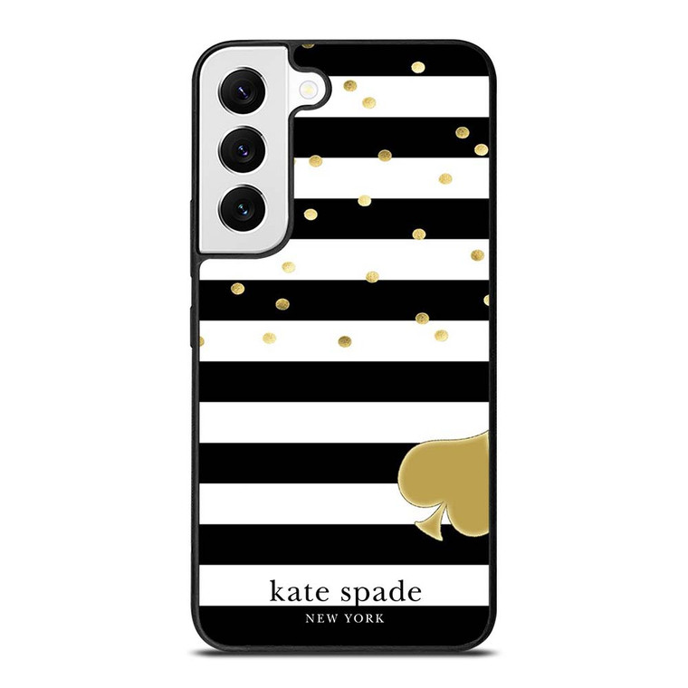 KATE SPADE NEW YORK LOGO GOLDEN POLKADOTS STRIPES PATTERN Samsung Galaxy S22 Case Cover
