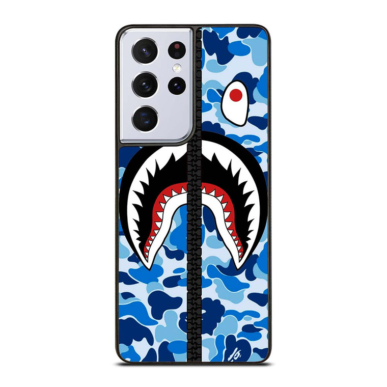 BAPE SHARK CAMO BLUE ZIP Samsung Galaxy S21 Ultra Case Cover