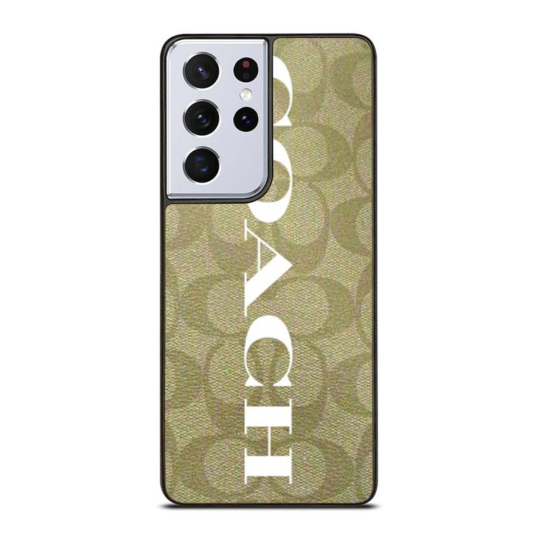COACH NEW YORK GREEN LOGO PATTERN Samsung Galaxy S21 Ultra Case Cover