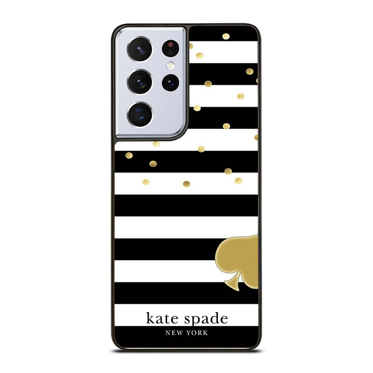 KATE SPADE NEW YORK LOGO GOLDEN POLKADOTS STRIPES PATTERN Samsung Galaxy S21 Ultra Case Cover