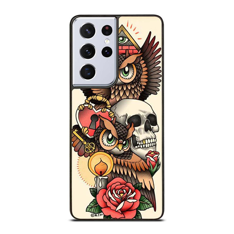 OWL STEAMPUNK ILLUMINATI TATTOO Samsung Galaxy S21 Ultra Case Cover