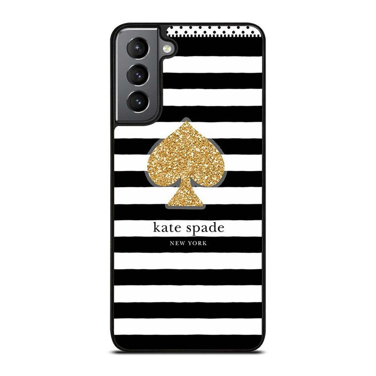KATE SPADE NEW YORK GOLD LOGO STRIPES PATTERN Samsung Galaxy S21 Plus Case Cover
